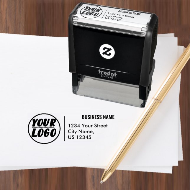Tampon Auto-encreur Adresse de retour du logo professionnel personnali (Custom Professional Business Logo Return Address Self-inking Stamp)