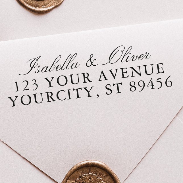 Tampon Auto-encreur Adresse de retour du Mariage de script manuscrit c (Créateur téléchargé)