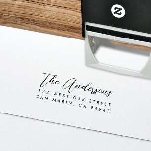 Tampon Auto-encreur Adresse de retour du script de calligraphie modern