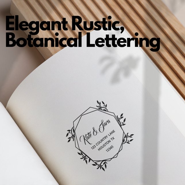 Tampon Auto-encreur Adresse de retour Élégant Rustique Botanique Lettr (Return Address Elegant Rustic Botanical Lettering Self-inking Stamp)