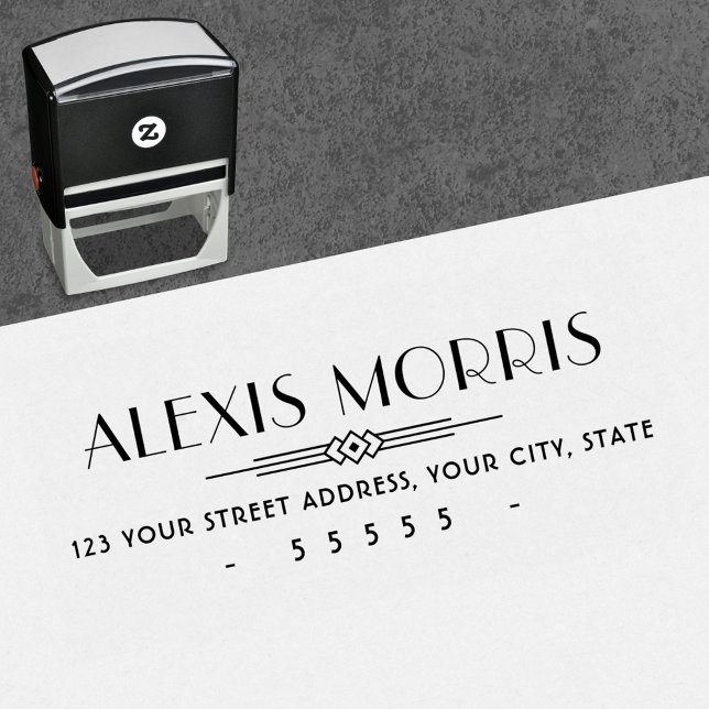 Tampon Auto-encreur Adresse de retour élégante de style Art déco (Créateur téléchargé)