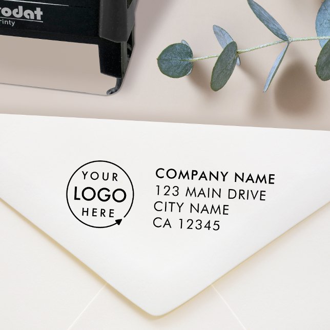 Tampon Auto-encreur Adresse de retour entreprise | Logo Professionnel  (Business logo return address stamp by Guava, perfect for small business branding and packaging)
