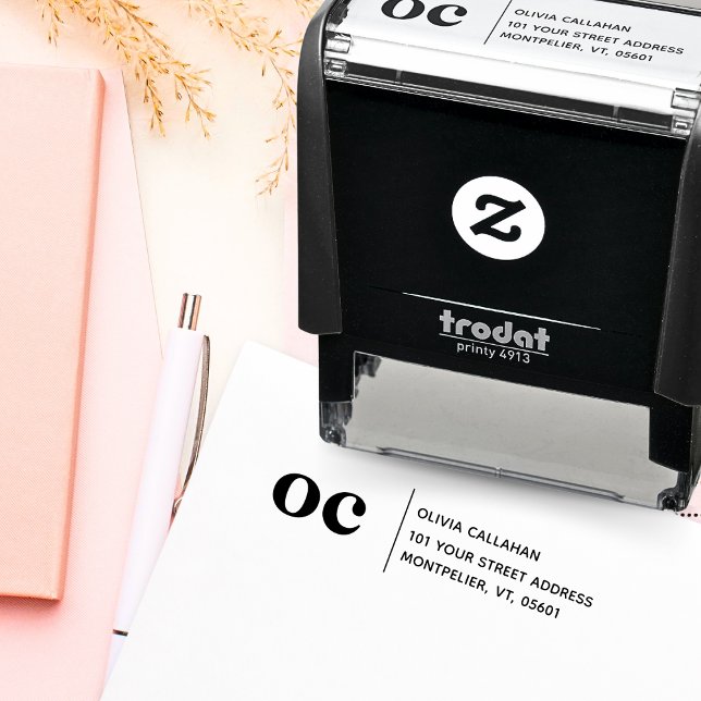 Tampon Auto-encreur Adresse de retour Initiales minimalistes modernes  (Créateur téléchargé)
