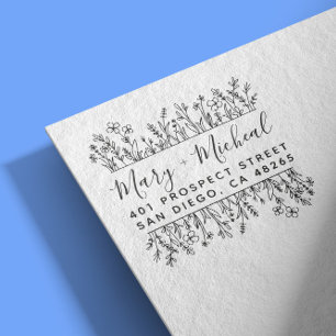 Tampon Auto-encreur Adresse de retour Mariage couple Élégant minimalis