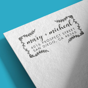 Tampon Auto-encreur Adresse de retour Mariage couple Élégant minimalis