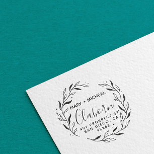 Tampon Auto-encreur Adresse de retour Mariage couple Élégant minimalis