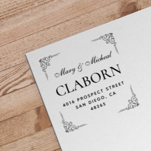 Tampon Auto-encreur Adresse de retour Mariage couple Élégant minimalis