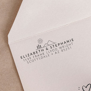 Tampon Auto-encreur Adresse de retour Mariage d'aventure minimaliste p