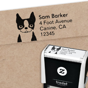 Tampon Auto-encreur Adresse de retour mignonne de Boston Terrier