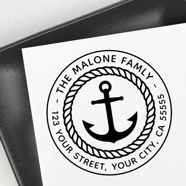 Tampon Auto-encreur Adresse de retour minimale d'ancre nautique modern (Modern minimal nautical anchor return address self-inking stamp)