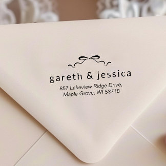 Tampon Auto-encreur Adresse de retour minimaliste Coquette Bow