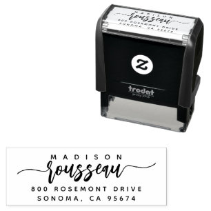 Tampon Auto-encreur Adresse de retour Modèle de nom manuscrit