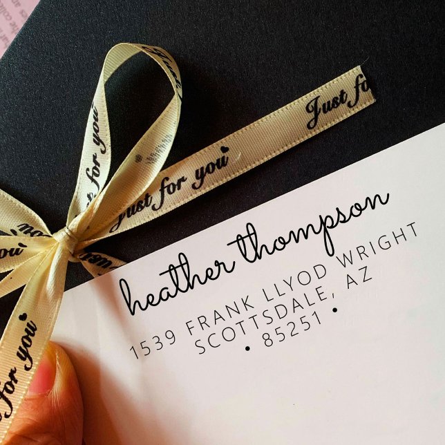 Tampon Auto-encreur Adresse de retour Nom de script minimaliste élégan (Créateur téléchargé)