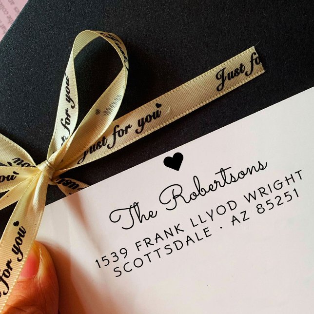 Tampon Auto-encreur Adresse de retour Nom du script de coeur minimalis (Créateur téléchargé)