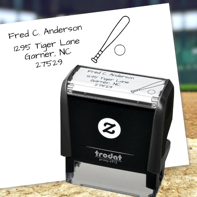 Tampon Auto-encreur Adresse de Retour Personnalisée de Baseball Amusan (⚾ Make your mail a home run! 📬)