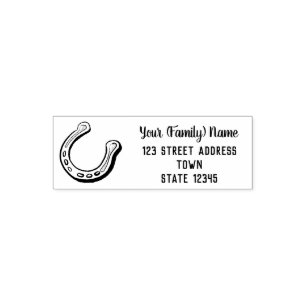 Tampon Auto-encreur Adresse de retour personnalisée Lucky Horseshoe