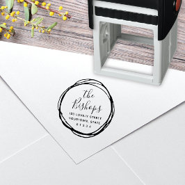 Tampon Auto-encreur Adresse de retour ronde de scribble moderne