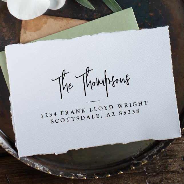 Tampon Auto-encreur Adresse de retour Script de calligraphie élégant m (Créateur téléchargé)