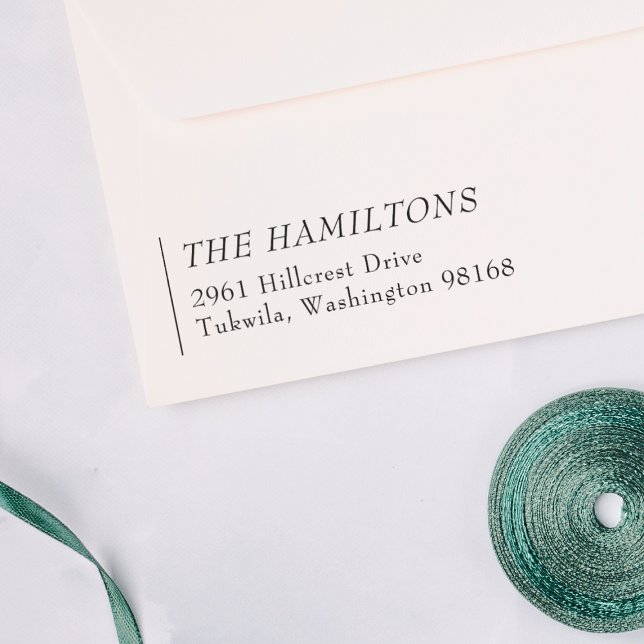 Tampon Auto-encreur Adresse de retour simple professionnelle alignée à (Stamp Mockup)