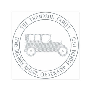 Tampon Auto-encreur Adresse de Retour Simple Voiture Classique Minimal
