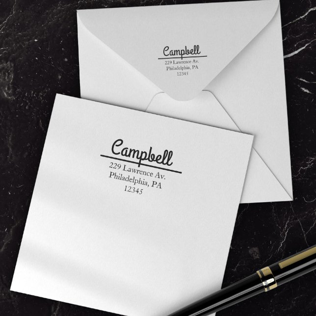 Tampon Auto-encreur Adresse d'expédition en lettrage manuscrit Boho (Simple Return Address Calligraphy Professional Self-inking Stamp)