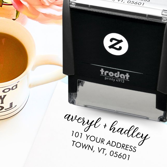 Tampon Auto-encreur Adresse du Mariage de calligraphie de script de co (Créateur téléchargé)