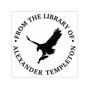 Tampon Auto-encreur Aigle chauve volant avec silhouette de proie #2 Bi