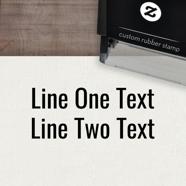 Tampon Auto-encreur Ajouter votre texte favori - Police Two Lines Sans (Custom Self-Inking Rubber Stamp)