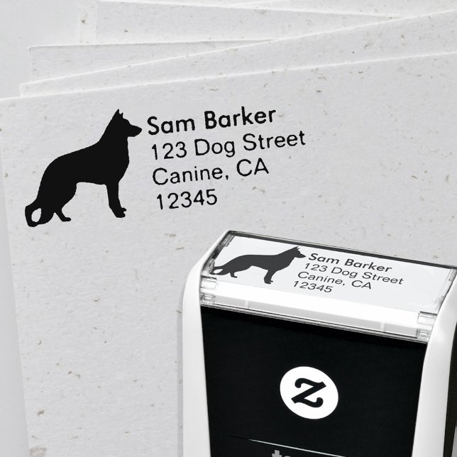 Tampon Auto-encreur Allemand Berger Chien Silhouette Adresse de retour (Créateur téléchargé)