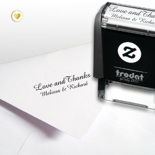Tampon Auto-encreur Amour & remerciements (texte personnalisé) avec de