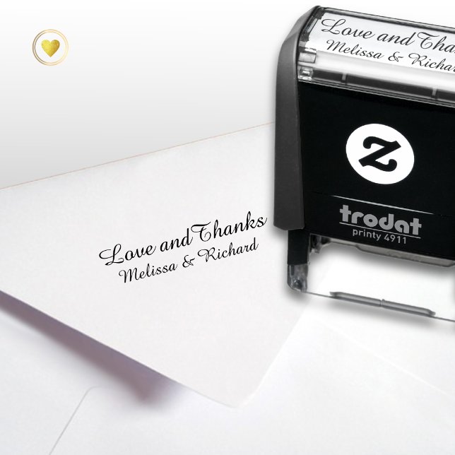 Tampon Auto-encreur Amour & remerciements (texte personnalisé) avec de (Créateur téléchargé)