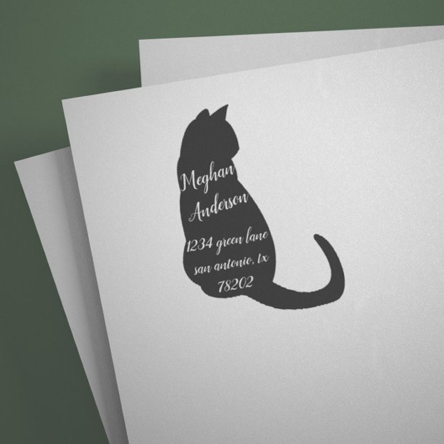 Tampon Auto-encreur Amoureux des chats Simple Black Cat Adresse de ret (Créateur téléchargé)