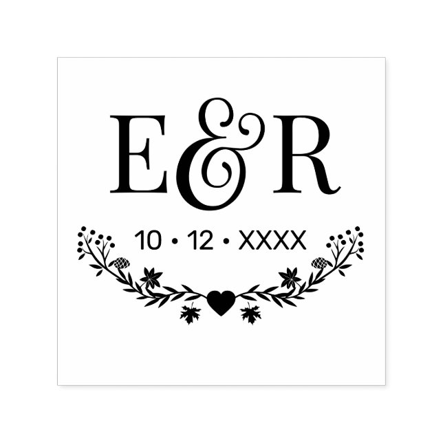 Tampon Auto-encreur Ampersand botanique Couple 2 Monogramme initial Da (Design)