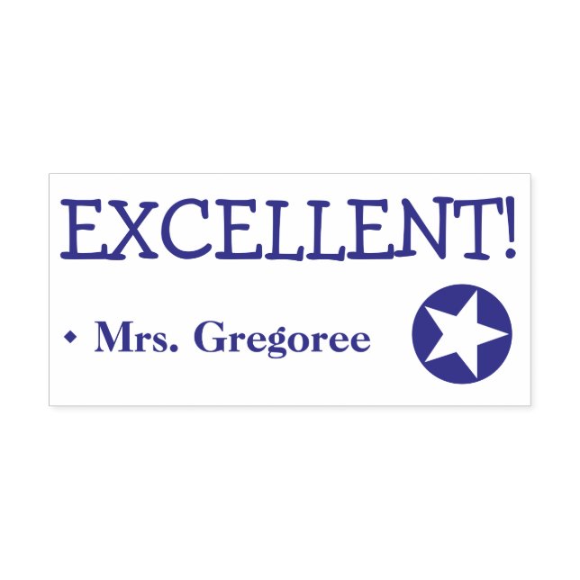 Tampon Auto-encreur Amusant "EXCELLENT !" + Nom de l'enseignant Timbre (Design)