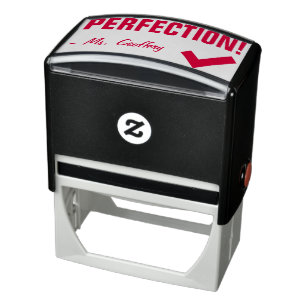 Tampon Auto-encreur Amusant "PERFECTION !" + Nom de l'éducateur Timbre
