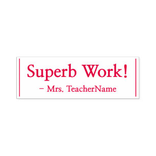 Tampon Auto-encreur Amusant "Superbe Travail !" + Nom Tutor Timbre en