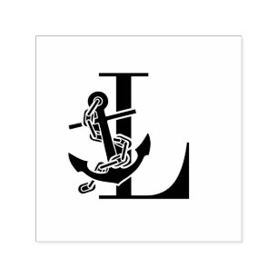 Tampon Auto-encreur Ancre sur un seul monogramme initial