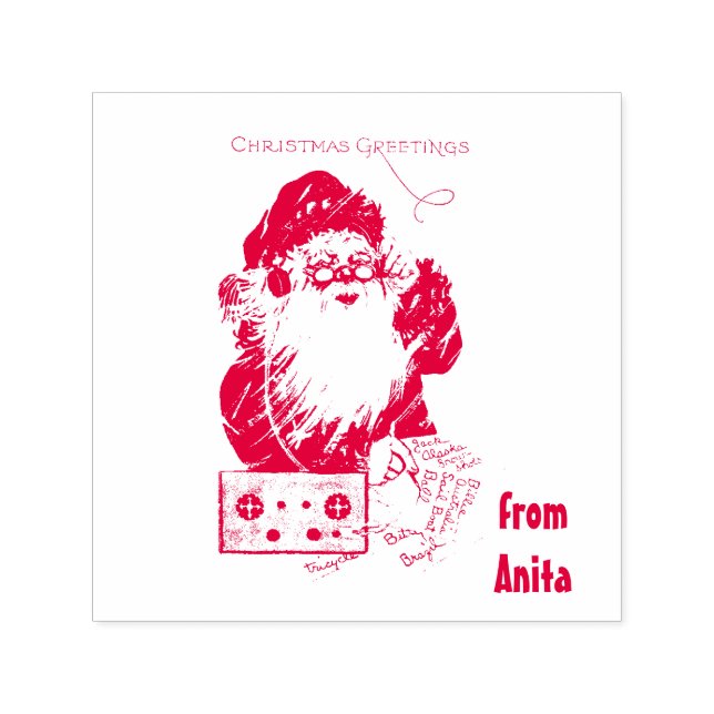 Tampon Auto-encreur ANITA ~ PÈRE NOËL ~ Joyeux voeux de Noël ~ (Design)