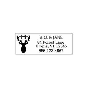 Tampon Auto-encreur Antlers Rustiques De Cerfs   Monogramme Mariage au