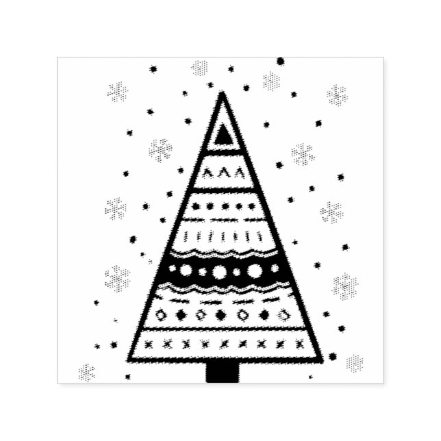 Tampon Auto-encreur Arbre de Noël rustique (Design)