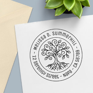 Tampon Auto-encreur Arbre de Vie Adresse au dos V2