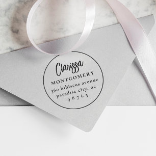 Tampon Auto-encreur Arrondi Boho Moderne Personnalisé Nom & Adresse de