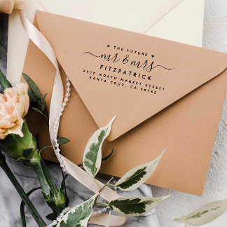 Tampon Auto-encreur Avenir minimal M. Mme Mariage Adresse de retour