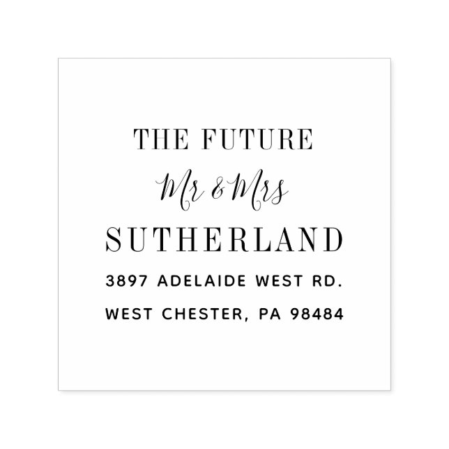 Tampon Auto-encreur Avenir moderne M. et Mme Script Retourner l'adress (Design)