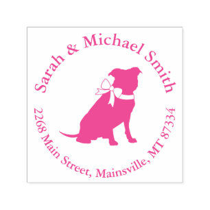 Tampon Auto-encreur Baby shower de chien taureau rose