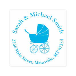 Tampon Auto-encreur Baby shower de transport vintage Elegant Blue Boy