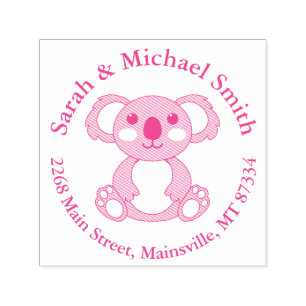 Tampon Auto-encreur Baby shower d'ours rose Koala