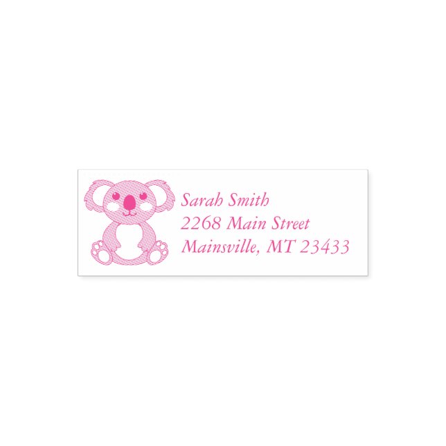 Tampon Auto-encreur Baby shower d'ours rose Koala (Design)