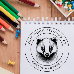 Tampon Auto-encreur Badger Bébé Personnalisé Ce Livre Appartient Au No