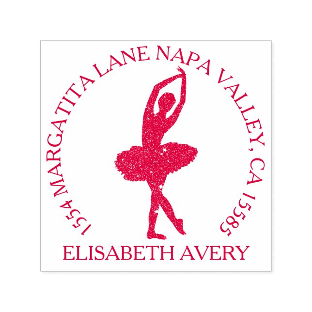 Tampon Auto-encreur Ballerina rose Anniversaire Adresse de retour (Design)